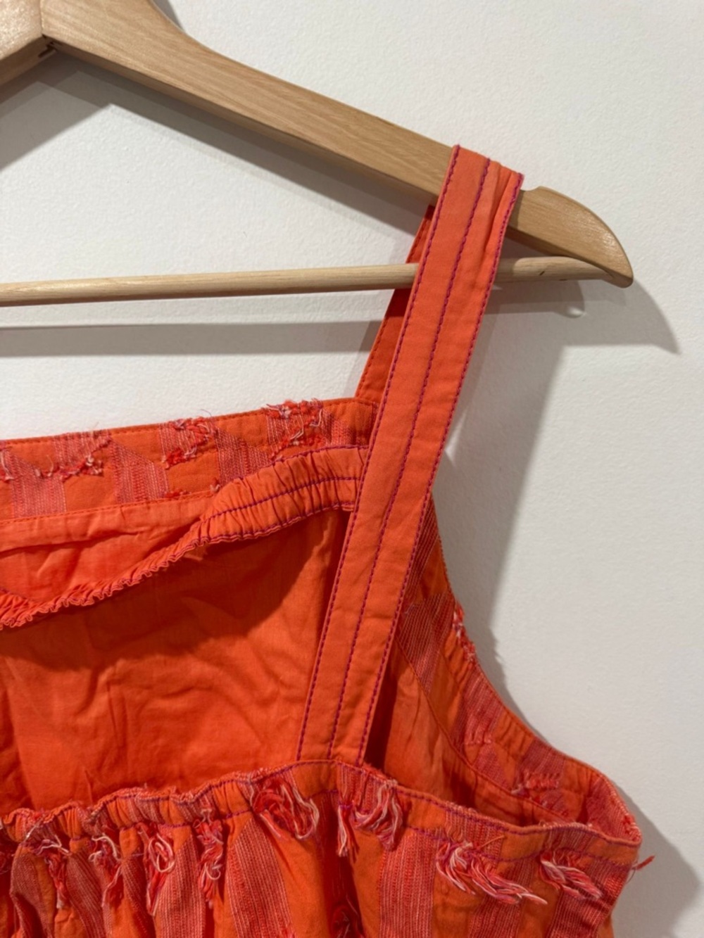 Anthropologie Orange Textured Tiered Midi Dress - Picture 5 of 10